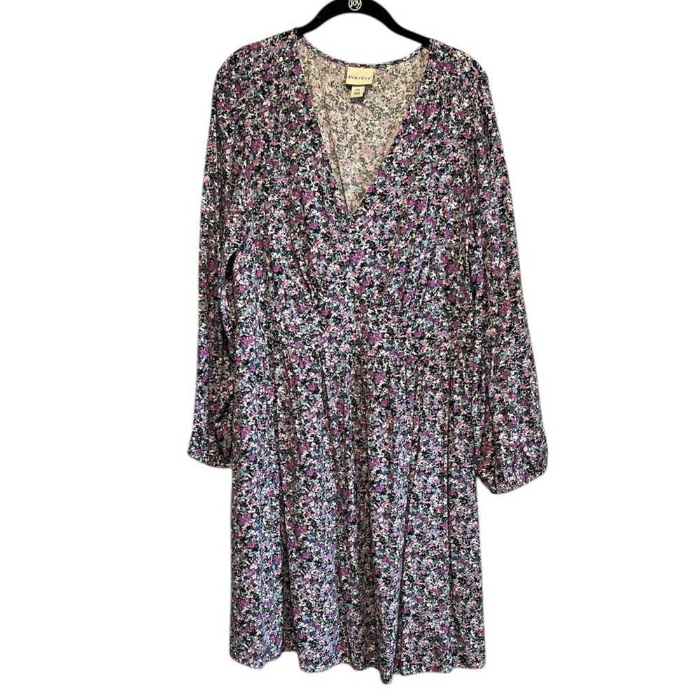 Ava and Viv Target Floral V-neck Long Sleeve Dress Size XXLarge